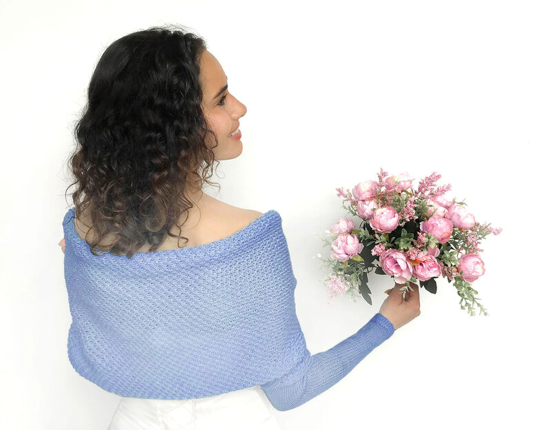 Sky blue wedding sweater, bridal jacket, cover up, knitted shrug, WB1